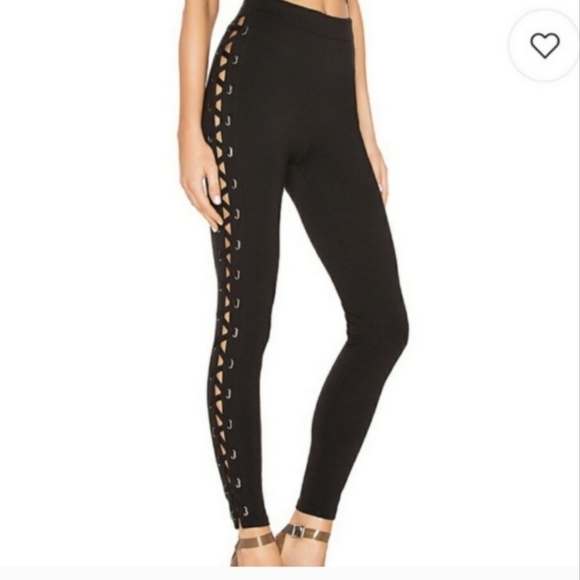 Lovers & Friends Black Shoe Lace Highwaisted Leggings Women's Size Small - Picture 1 of 9